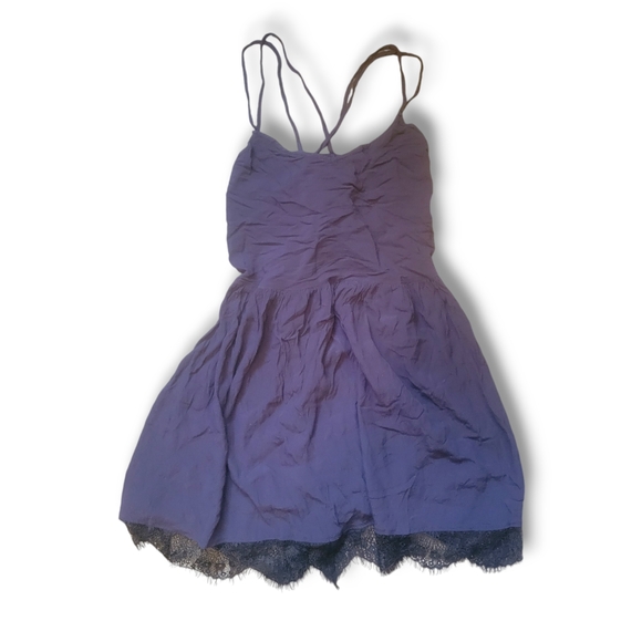 GIRLS ON FILM - Purple Ballerina. Dress W/ Lace & Criss Cross Spaghetti Straps - Picture 1 of 9